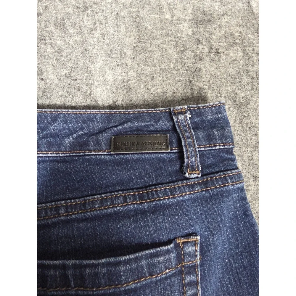Jones New York Jeans Womens 14 Short Lexington Straight Blue Denim Pants Stretch - Picture 12 of 13